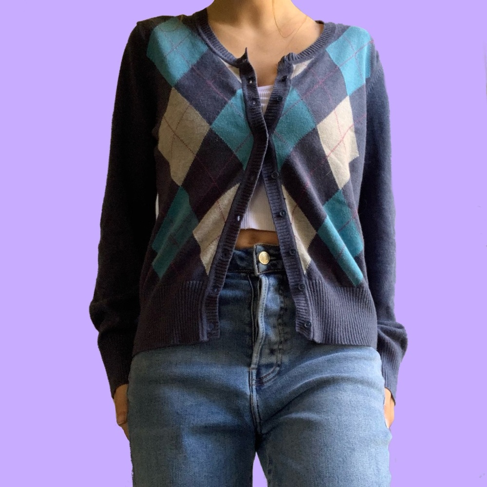 Argyle Button Up Sweater